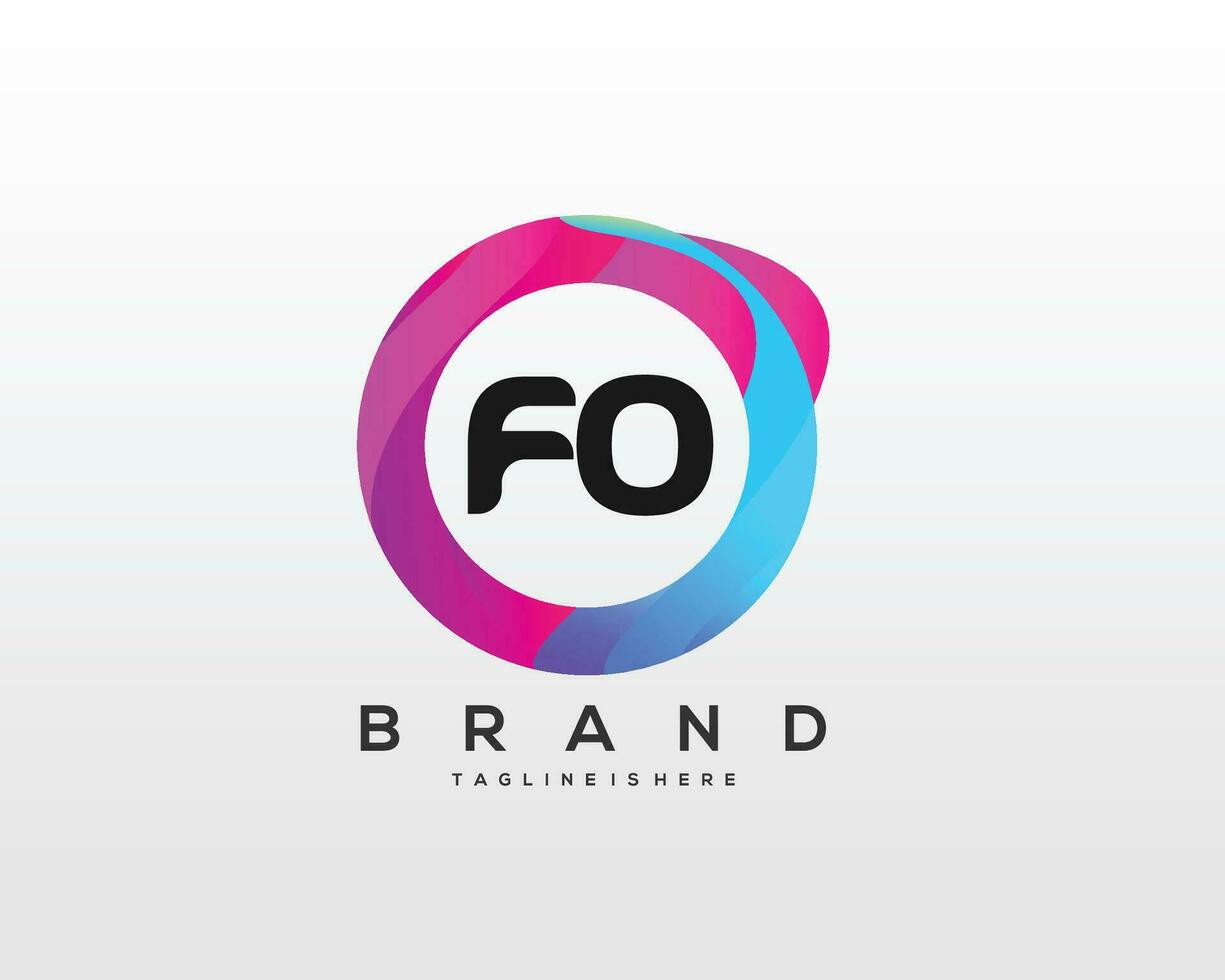 första brev fo logotyp design med färgrik stil konst vektor