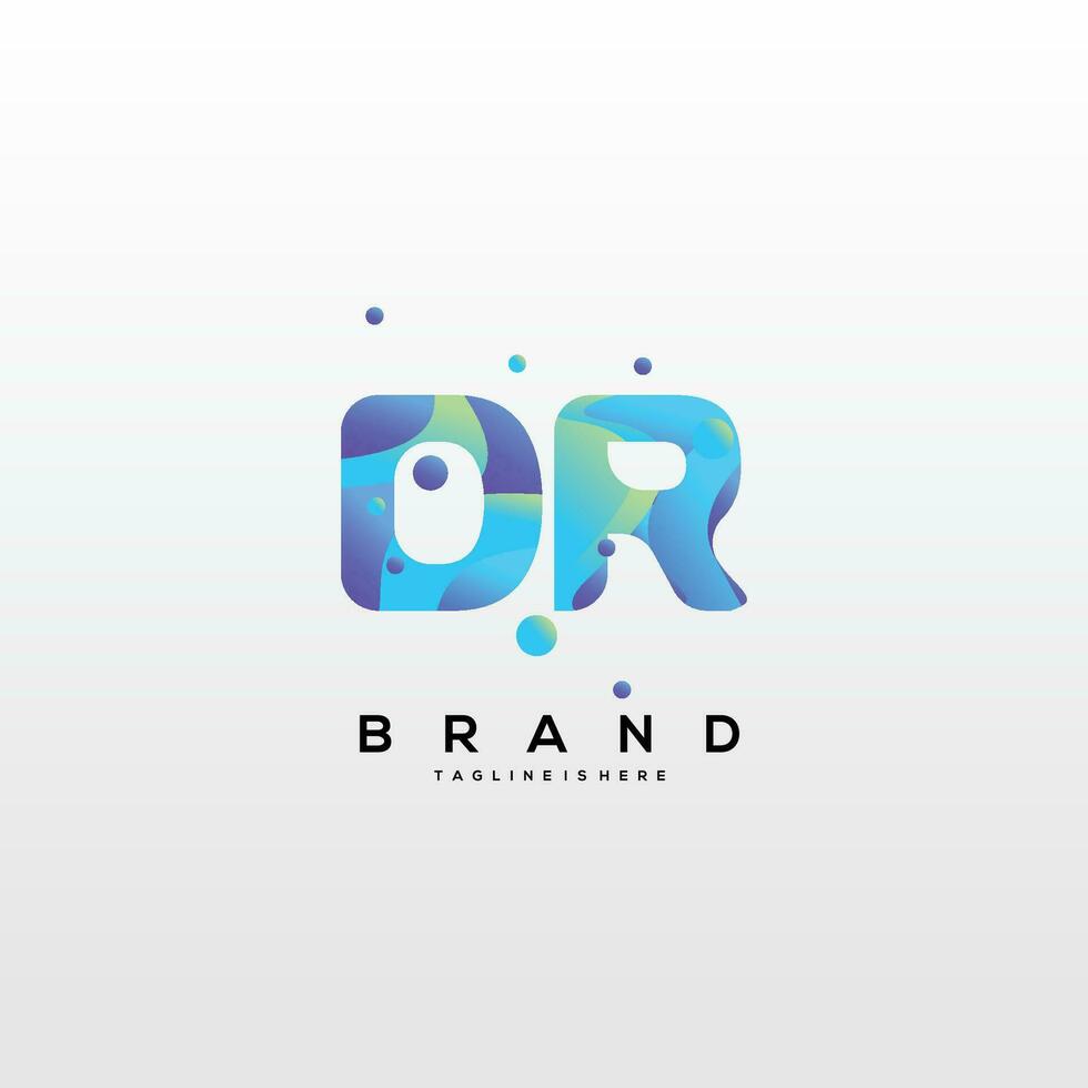 första brev dr logotyp design med färgrik stil konst vektor