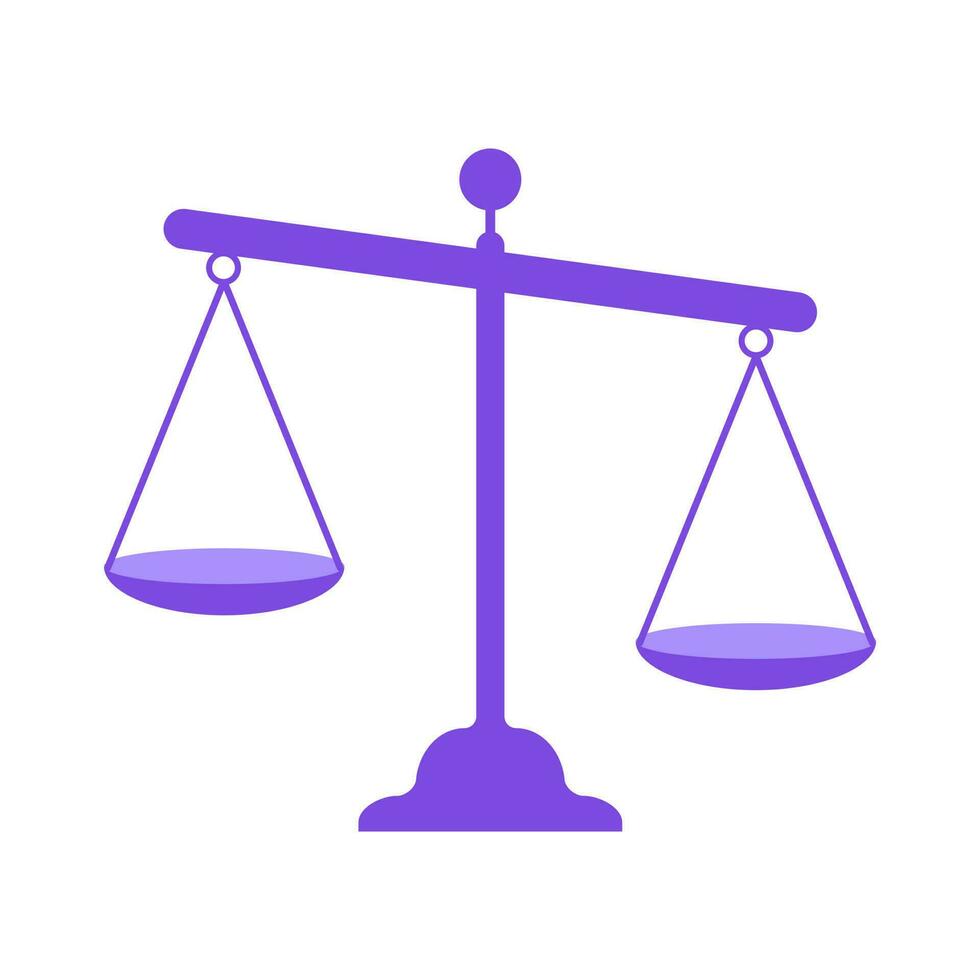 lila rättvisa skala symbol isolerat platt vektor illustration