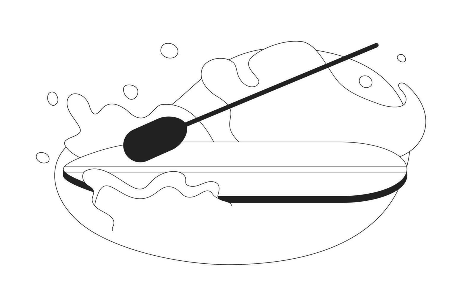 Paddel Einsteigen See einfarbig eben Vektor Objekt. Paddeln Fluss. sup Tafel. editierbar schwarz und Weiß dünn Linie Symbol. einfach Karikatur Clip Kunst Stelle Illustration zum Netz Grafik Design