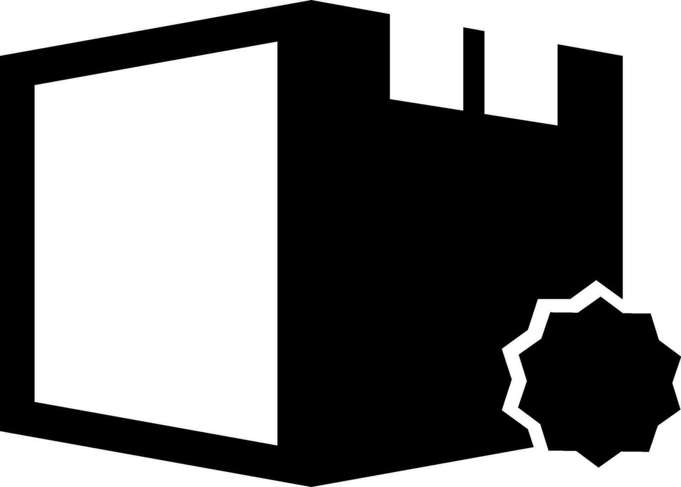 ikon av låda med klistermärke i svart Färg. vektor