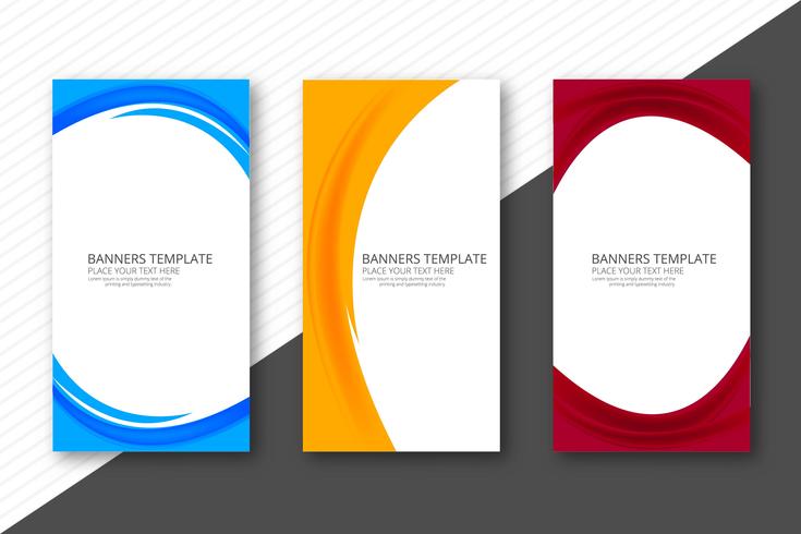 Abstrakt färgrik elegant våg banners uppsättning designmall vektor