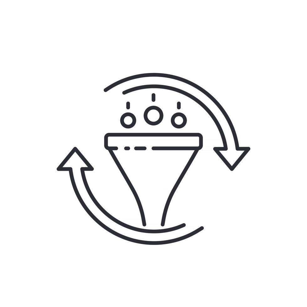 Filter- und Konvertierungsvektorliniensymbol mit Trichter vektor