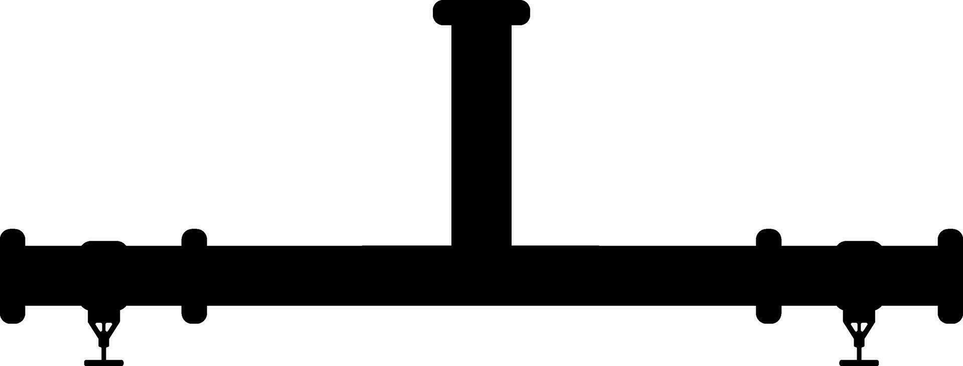 rörledning tillförsel ikon med klot ventiler i svart Färg. vektor