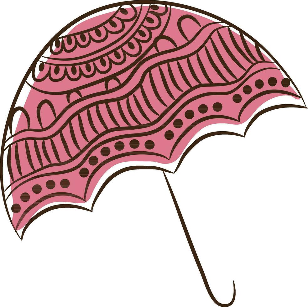 Gekritzel Stil Rosa Regenschirm Symbol. vektor