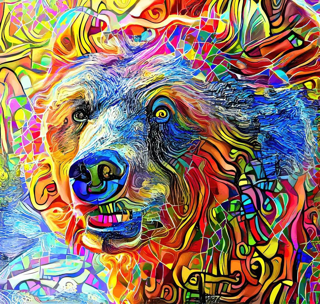abstrakt grizzlybjörnporträttmålning vektor