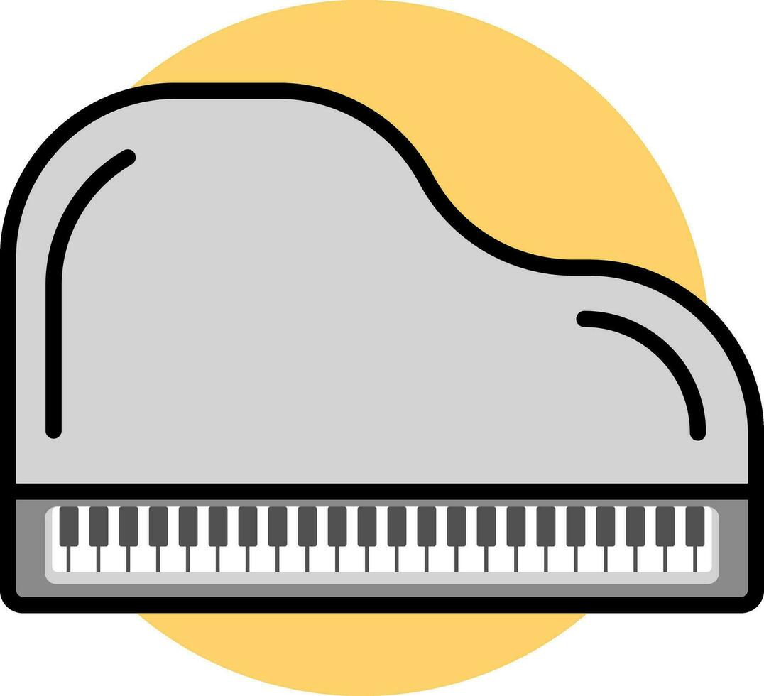 grå piano ikon på gul cirkel bakgrund. vektor