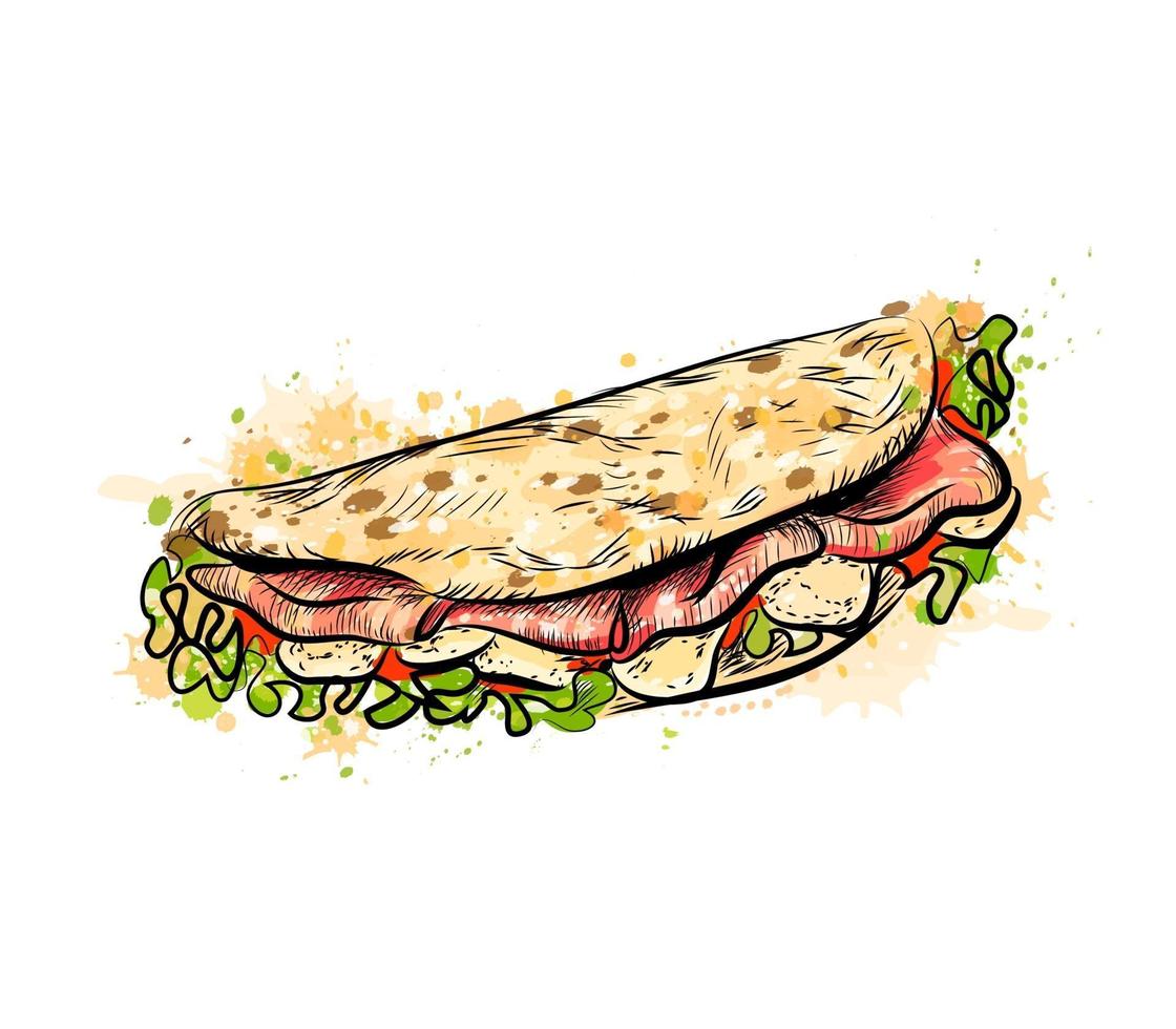 Taco mexikanische Fast-Food-traditionelle Tacos von einem Spritzer Aquarell hand gezeichneten Skizze Vektor-Illustration von Farben vektor