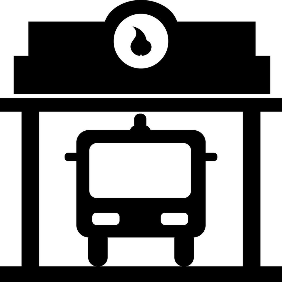 ikon av brand station strukturera med lastbil. vektor