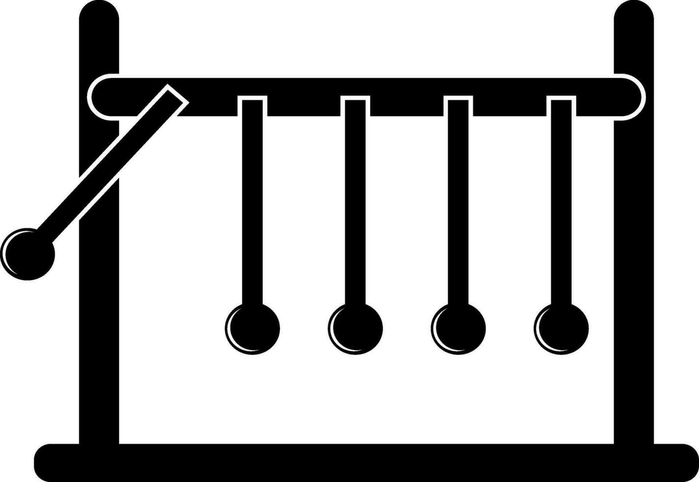 Glyphe Symbol von Newtons Wiege im schwarz Farbe. vektor