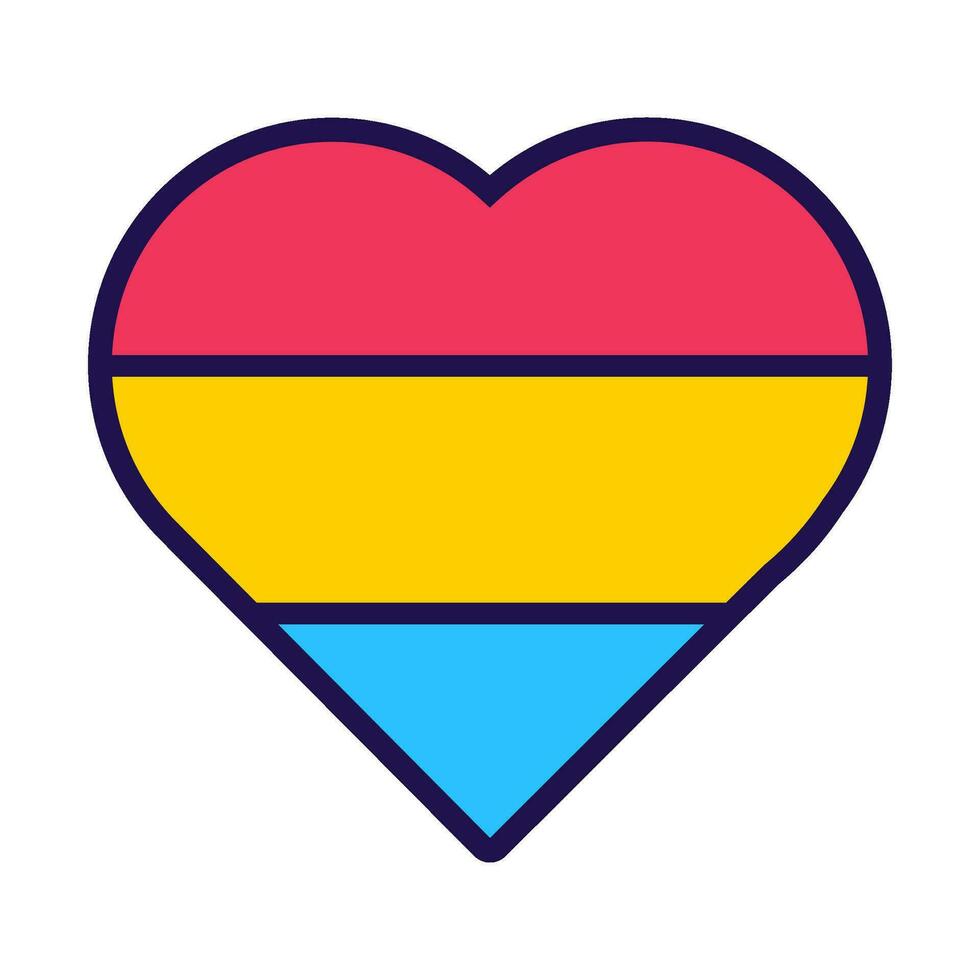 översikt flagga hjärta pansexual stolthet ikon vektor