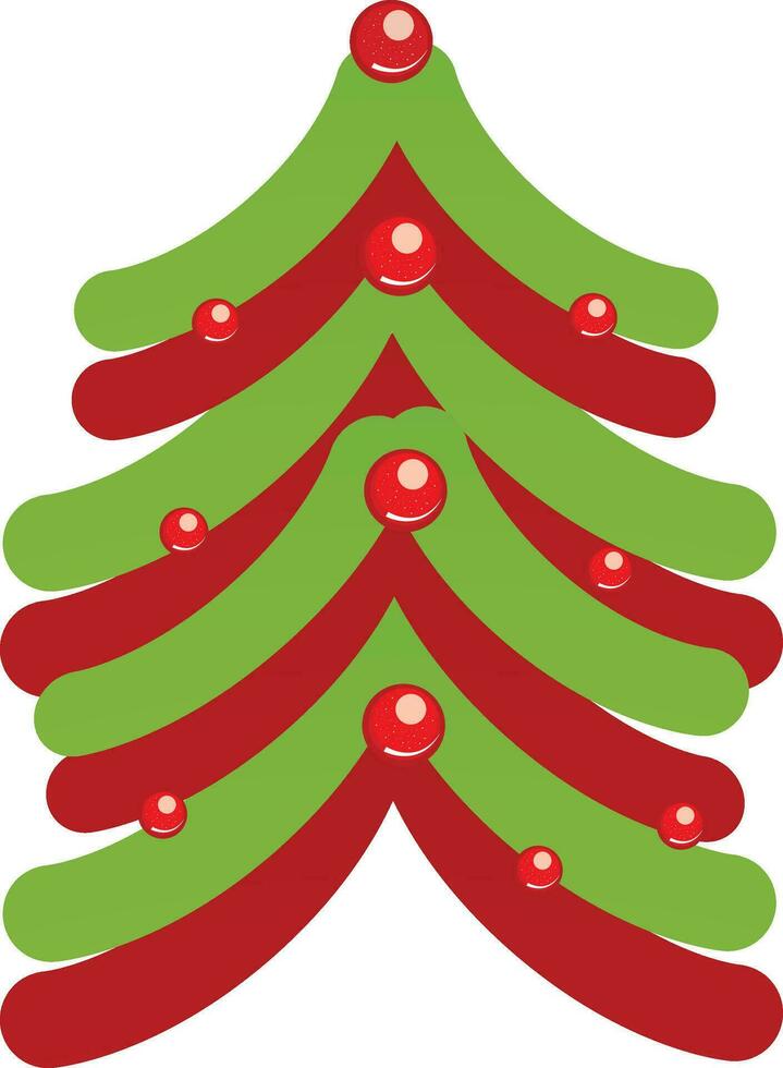 Bälle dekoriert rot und Grün Weihnachten Baum. vektor