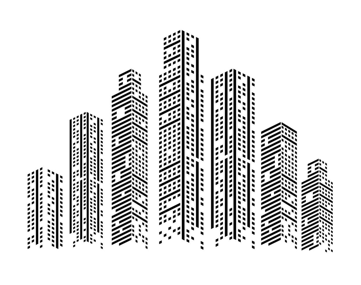 monokroma byggnader urbana vektor