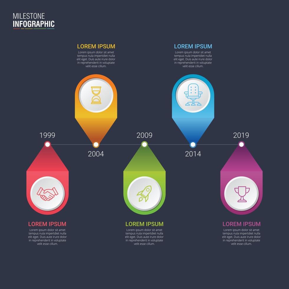 tidslinjeinfographics designvektor för visualisering av affärsdata vektor