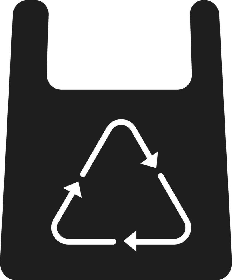 återvinning plast väska ikon i svart och vit Färg. vektor