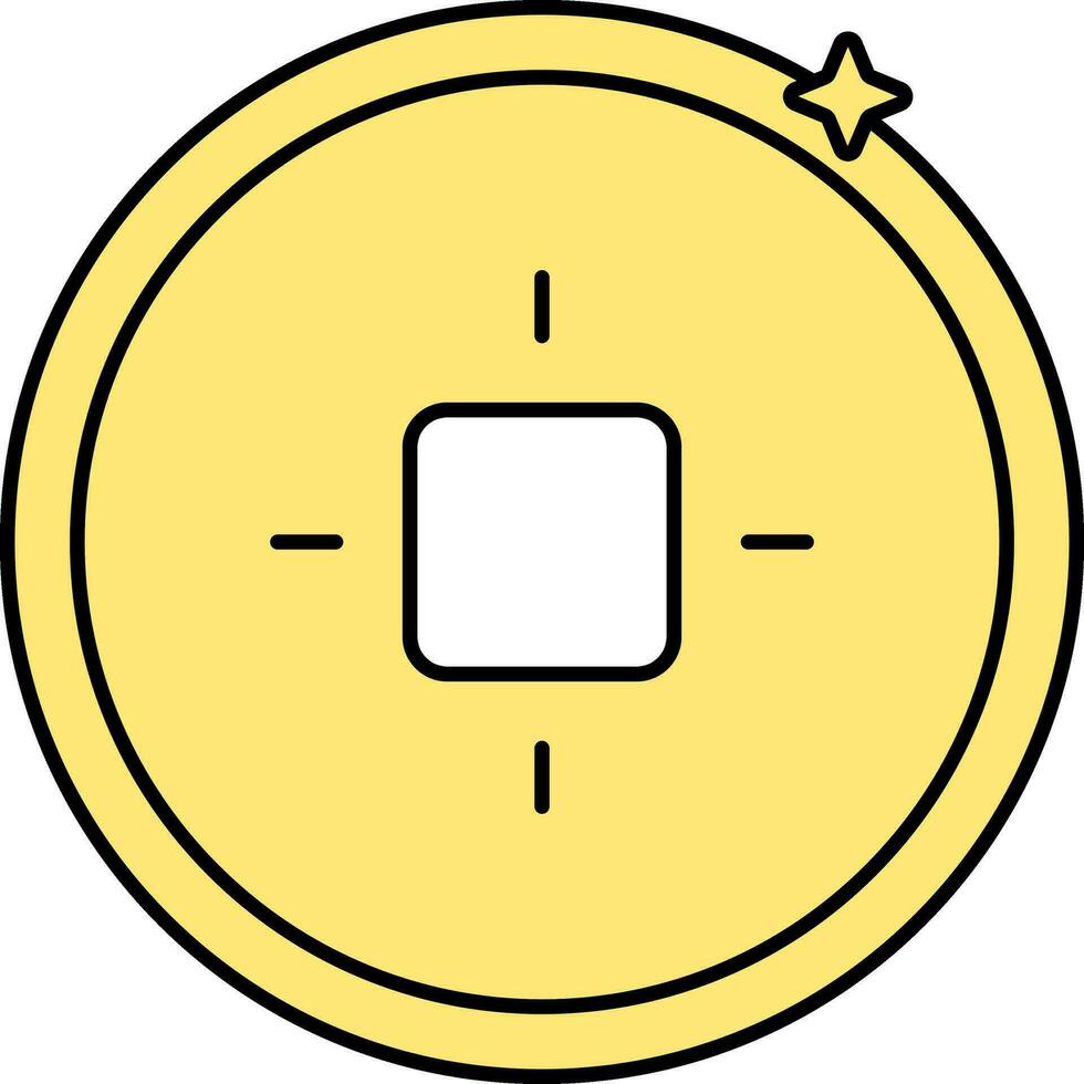 isolerat feng chang mynt platt ikon i gul Färg. vektor