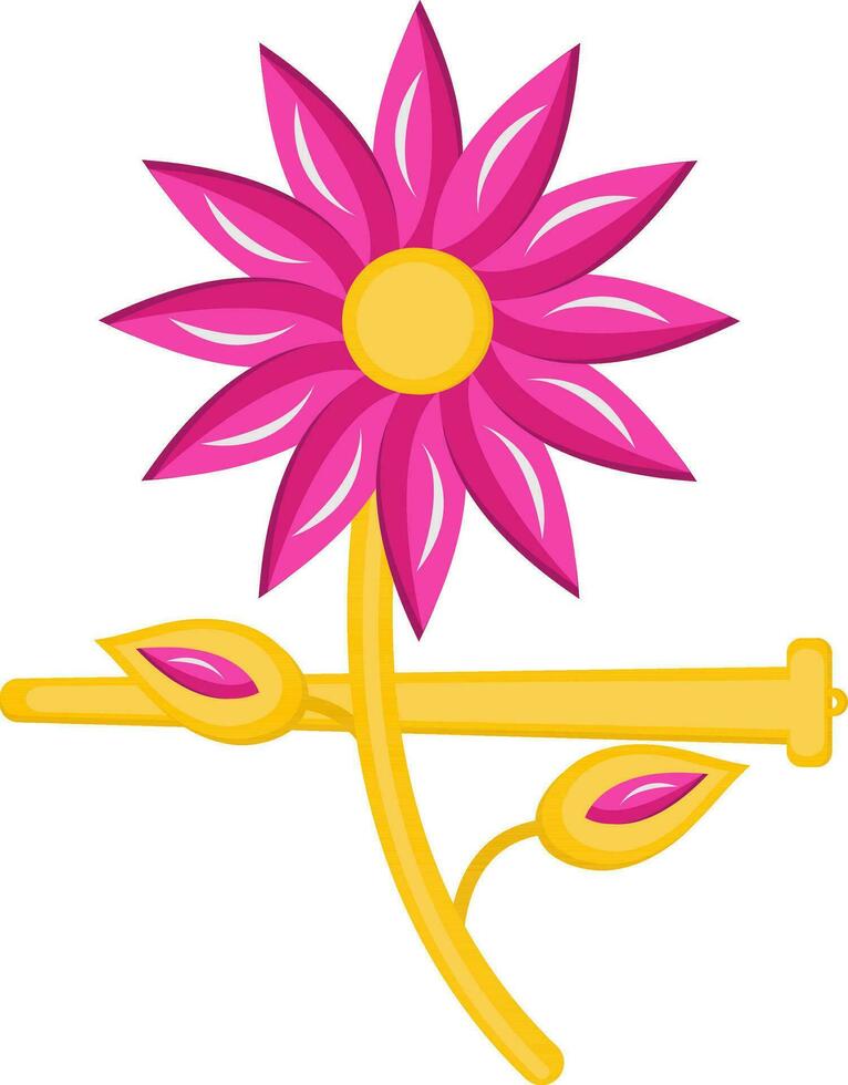 Blume Brosche oder Haar Stift eben Symbol im Rosa und golden Farbe. vektor