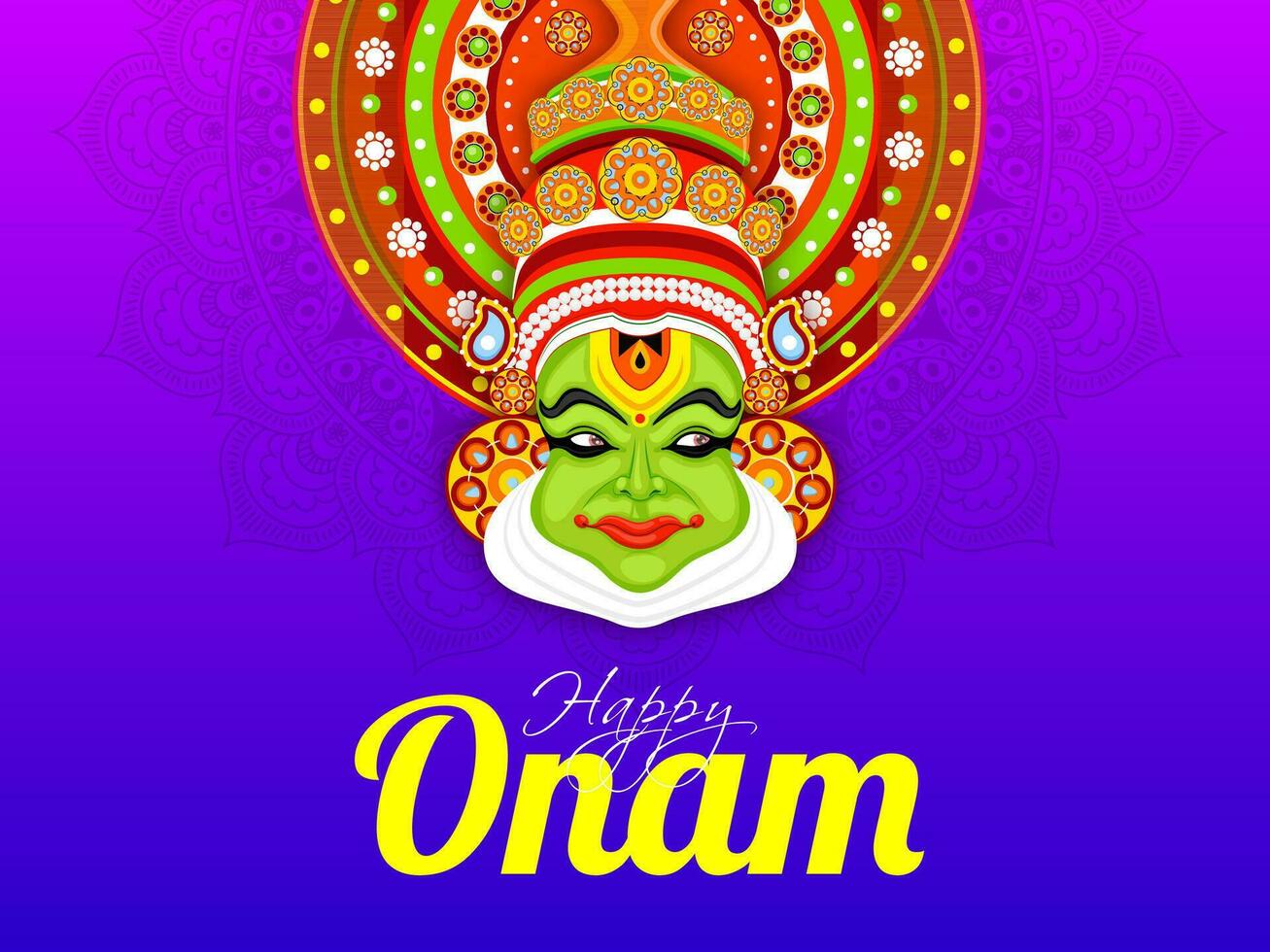 kreativ Banner oder Poster Design mit Illustration von Kathakali Tänzer zum glücklich Onam Festival. vektor