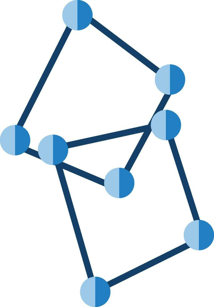 platt stil neuralt nätverk ikon i blå Färg. vektor