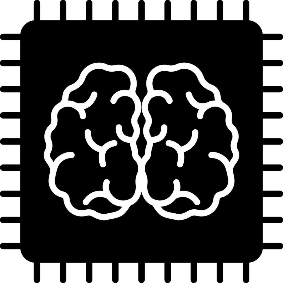 Roboter Gehirn Chip Symbol oder Symbol. vektor