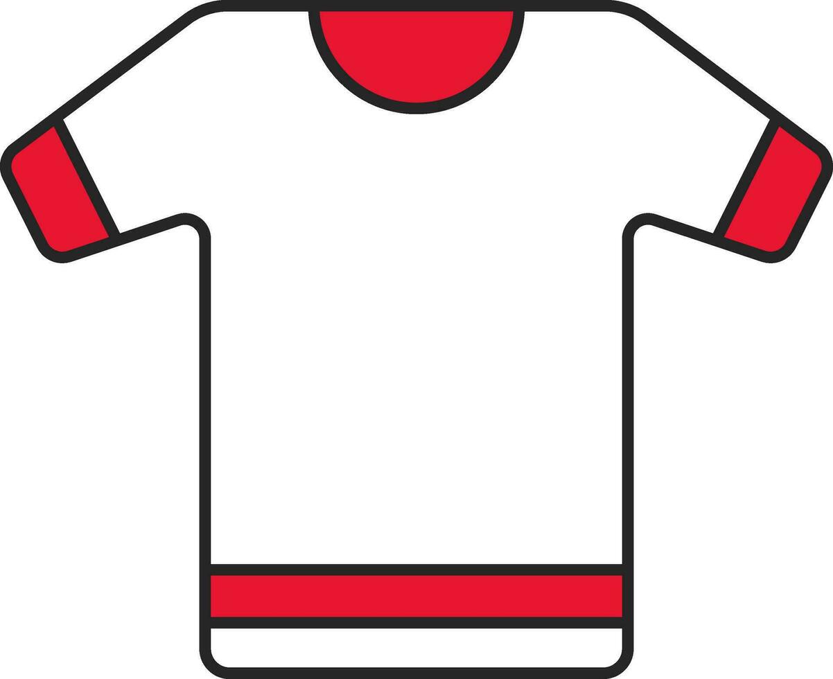 eben Illustration von rot und Weiß T-Shirt Symbol. vektor