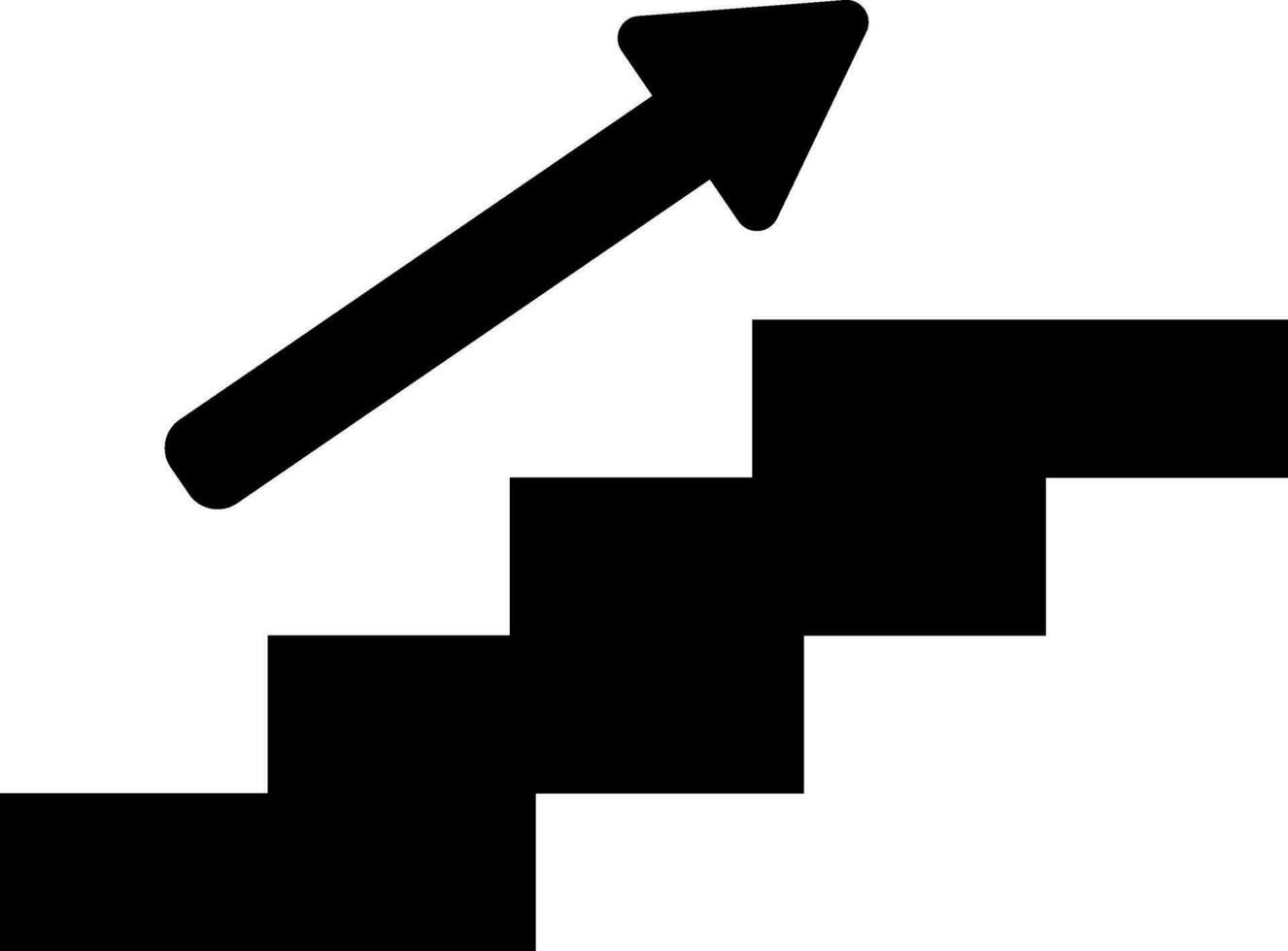 schwarz Treppe oben Symbol im eben Stil. vektor
