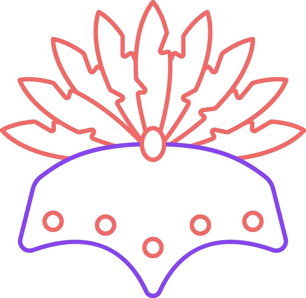 Feder Stirnband lila und rot Gliederung Symbol. vektor