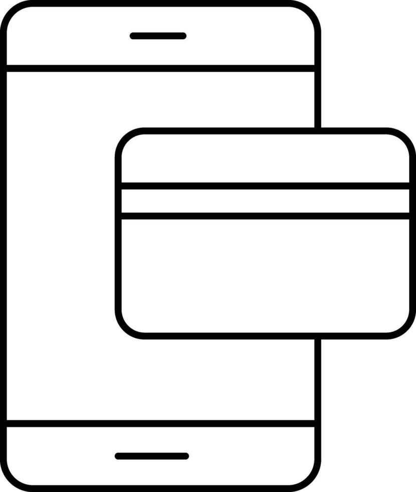 linear Smartphone mit Zahlung Karte zum online Zahlung oder Transaktion Symbol. vektor