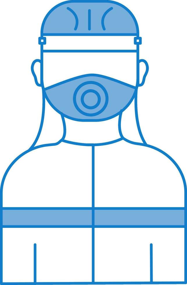 Feuerwehrmann tragen Maske Symbol im Blau und Weiß Farbe. vektor