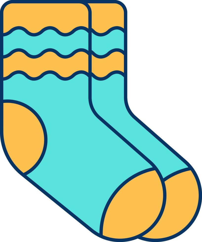 Socken Symbol im Türkis und Gelb Farbe. vektor