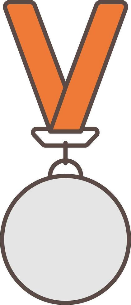silver- medalj med orange ribon ikon i platt stil. vektor