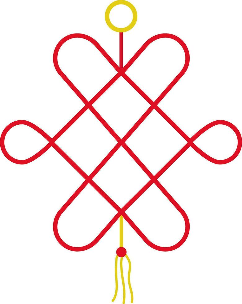kinesisk Knut platt ikon i röd och gul Färg. vektor