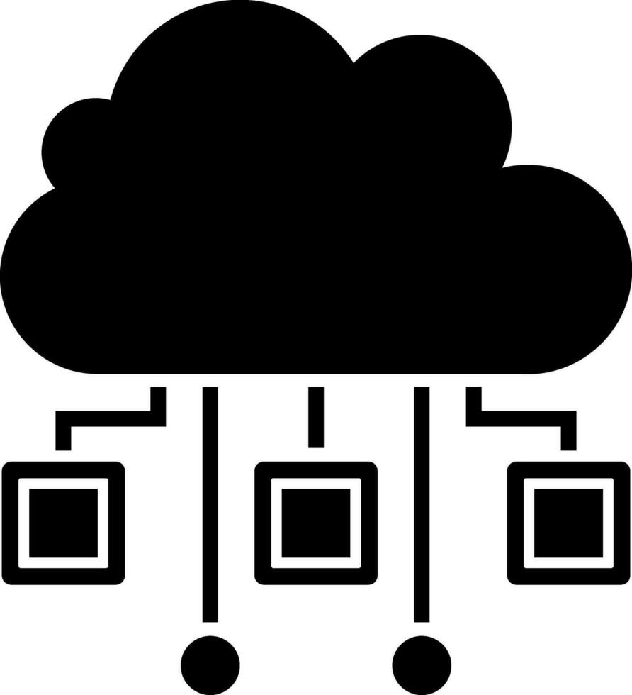 schwarz und Weiß Wolke Computing Symbol im eben Stil. vektor