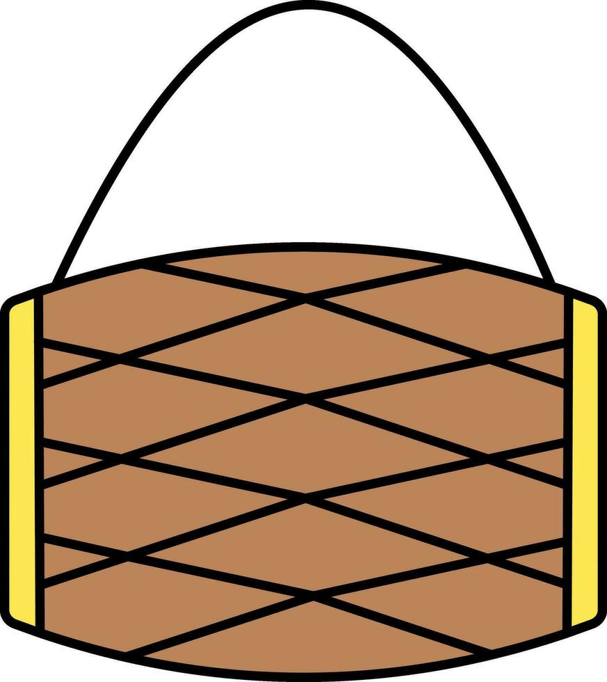 brun och gul indisk trumma platt ikon. vektor