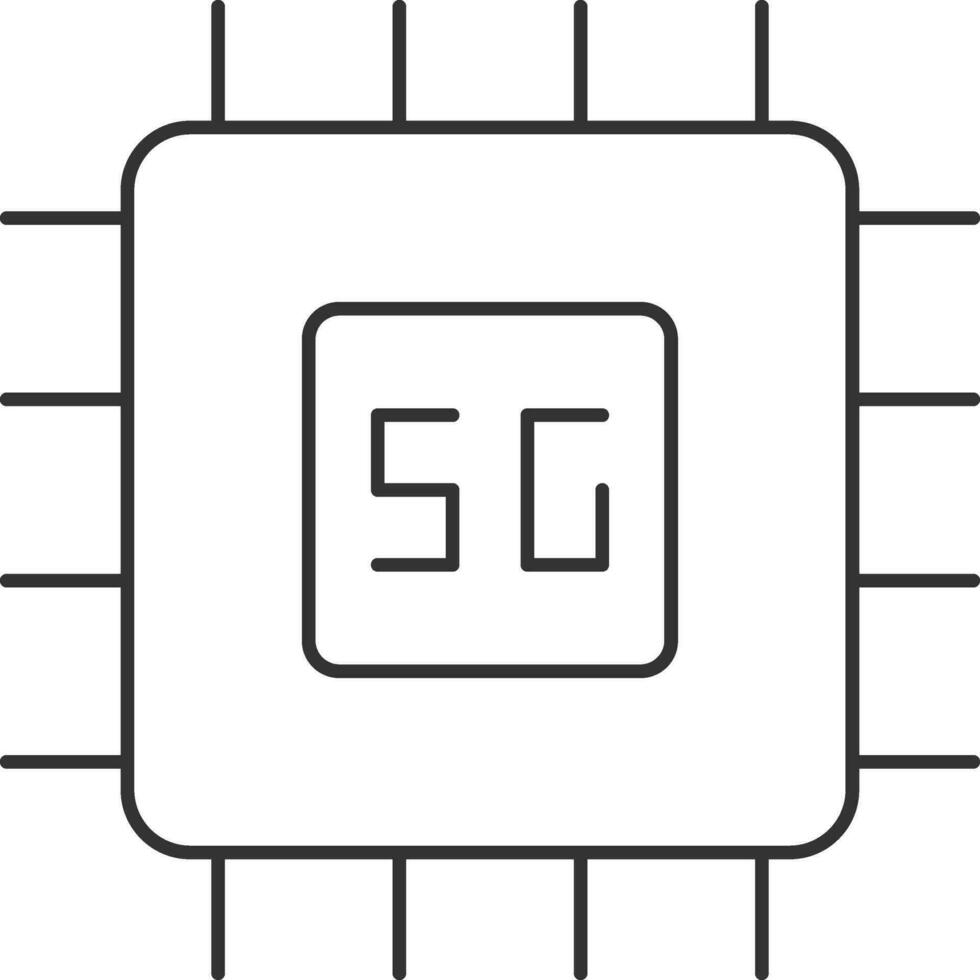 5g Chip oder Zentralprozessor Halbleiter Symbol im schwarz Schlaganfall. vektor
