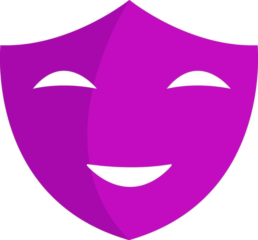 Rosa glücklich Maske Symbol im eben Stil. vektor