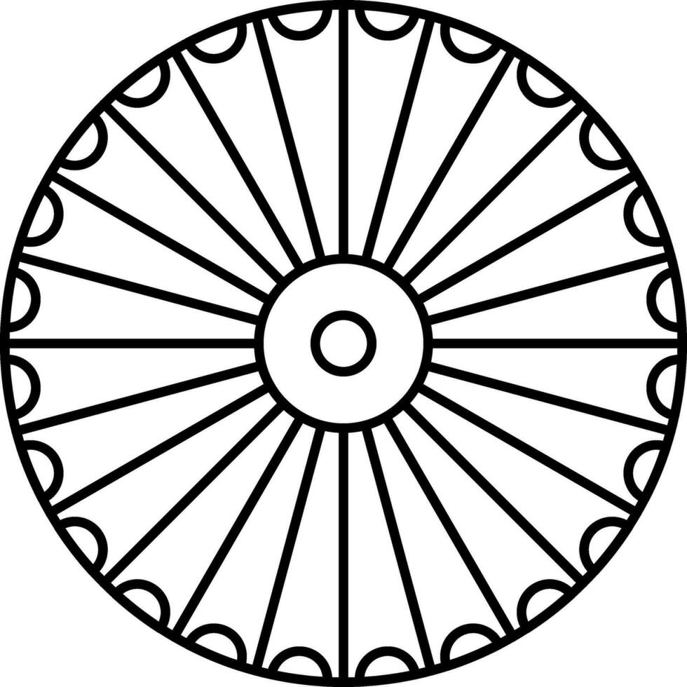 Ashoka Rad dünn Linie Kunst Symbol. vektor
