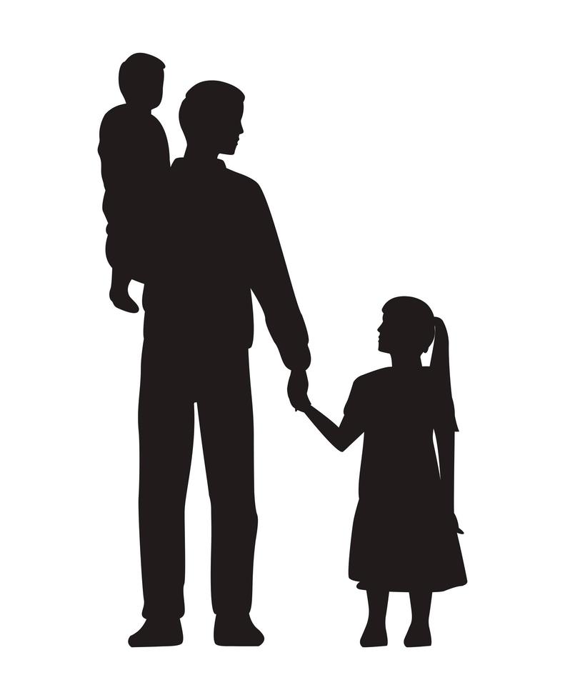 Vater und Kinder Silhouetten vektor