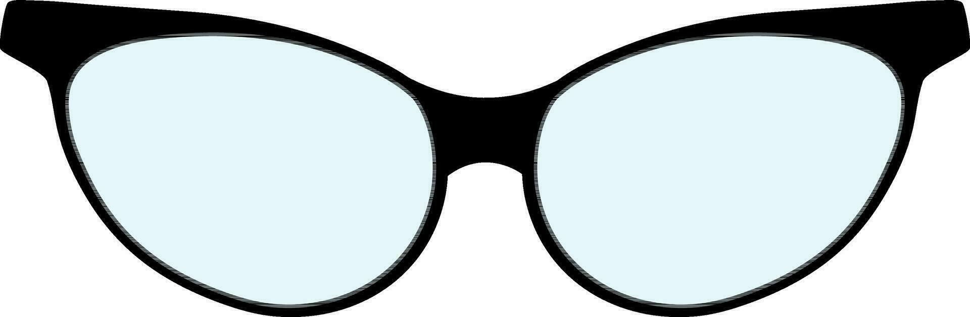 platt illustration av katt öga specs ram ikon i blå och svart Färg. vektor