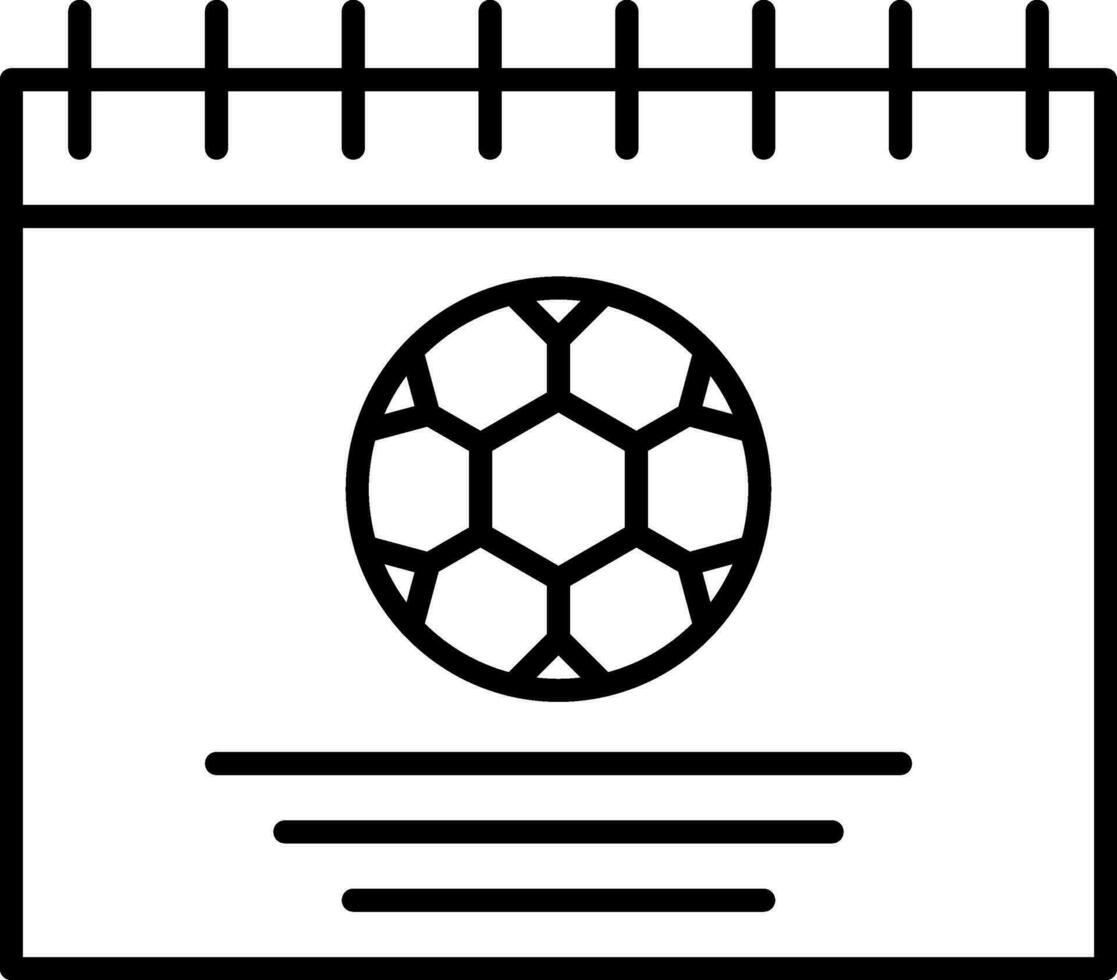 Fußball Symbol Kalender Symbol im schwarz Linie Kunst. vektor