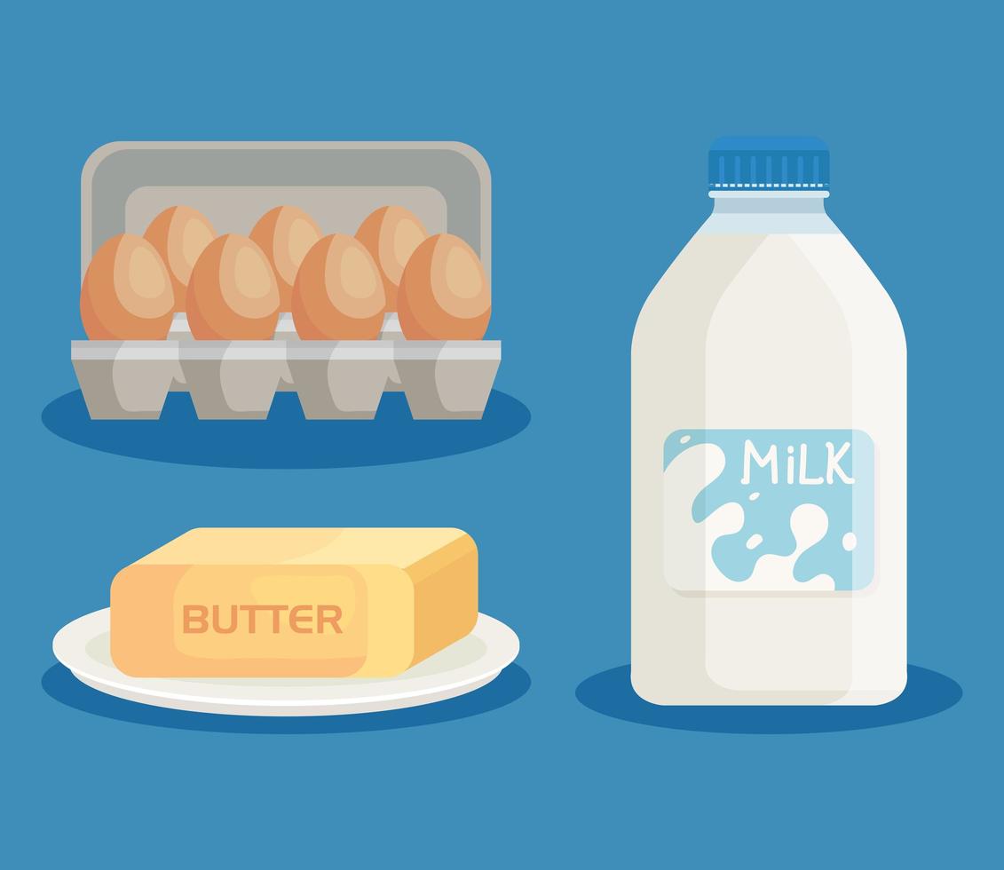 Milchprodukte und Eier setzen Symbole vektor