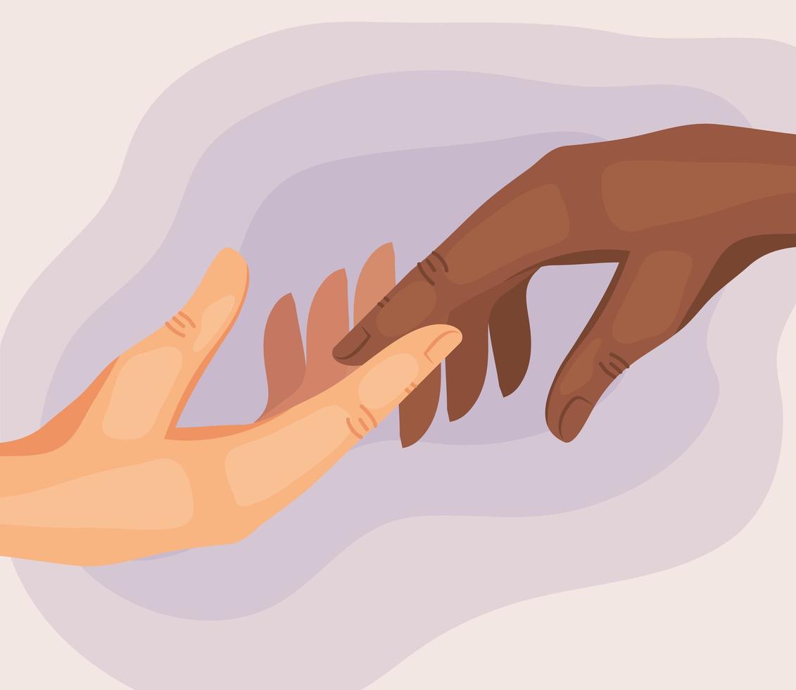 Interracial Hände Menschen freundliche Ikone vektor