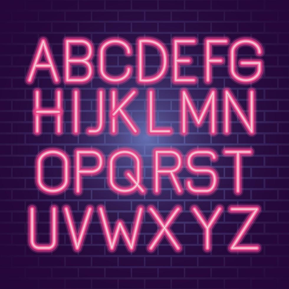 Alphabet Neon Style Set Vektor Design