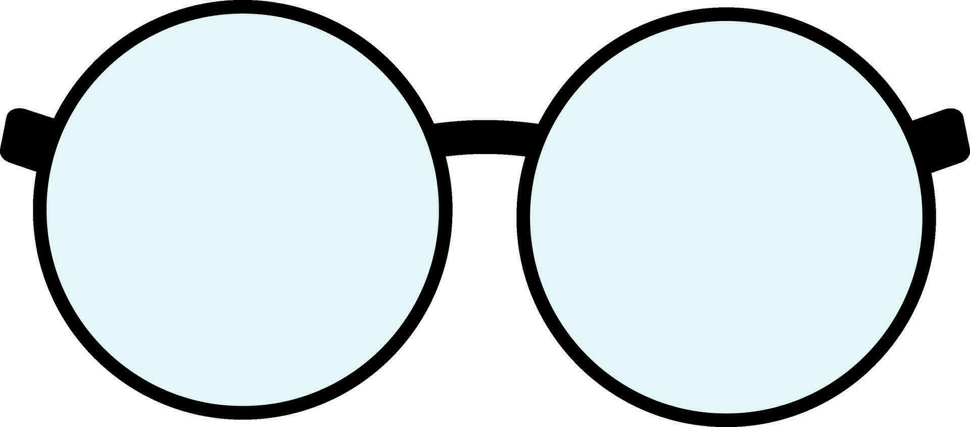 platt stil runda specs ram form ikon i blå och svart Färg. vektor