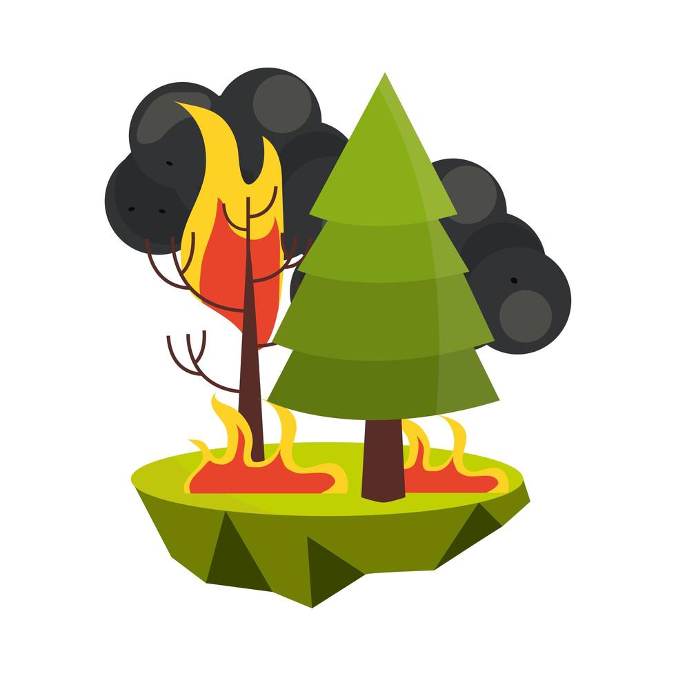 brennende Waldbrandbäume vektor