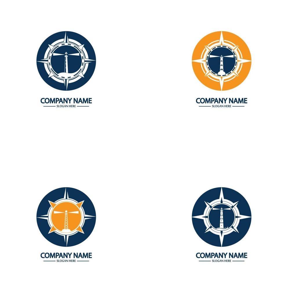 kompass och fyr logotyp formgivningsmall vektor