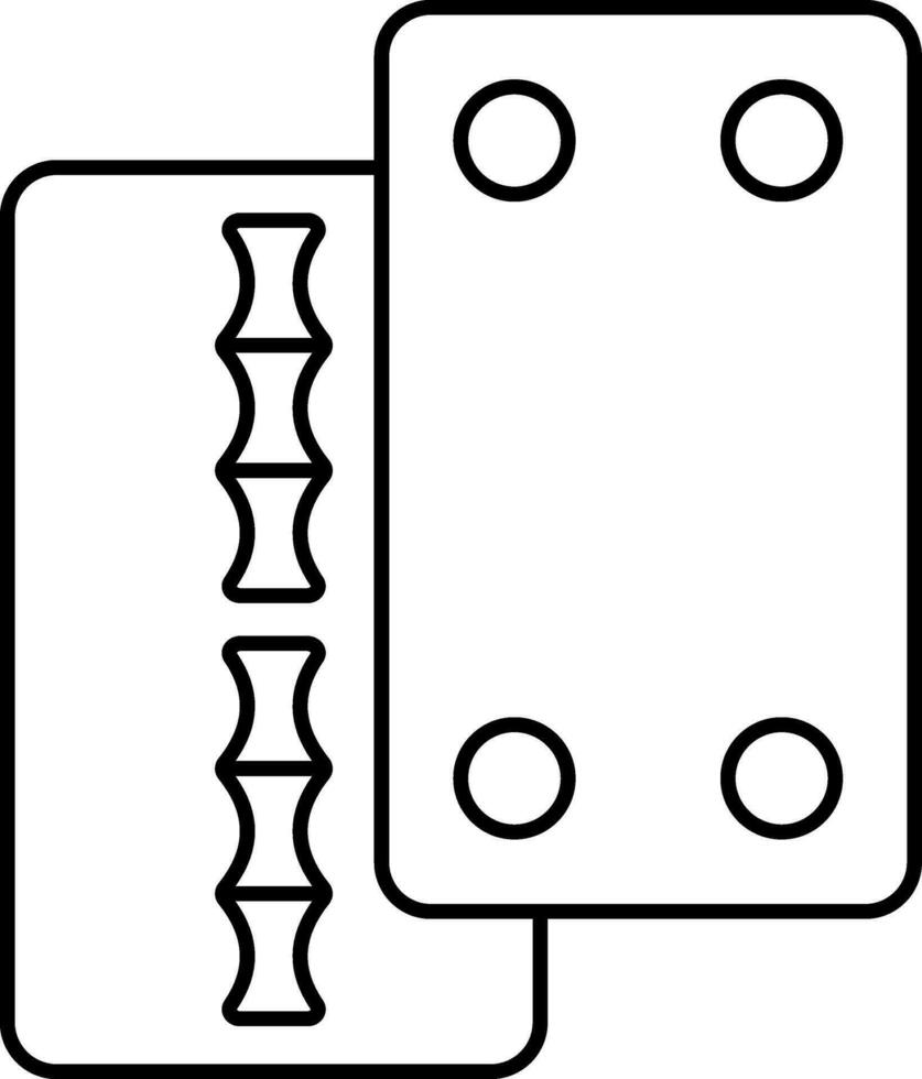 svart översikt illustration av mahjong ikon. vektor