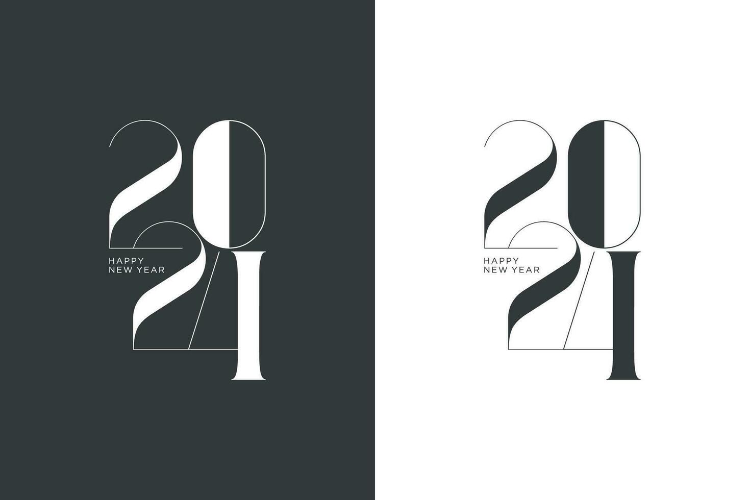 2024 Neu Jahr Logo Design, mit sauber und elegant dünn Zahlen, Logo zum Kalender, Gruß Karten und Kalender Drucken vektor