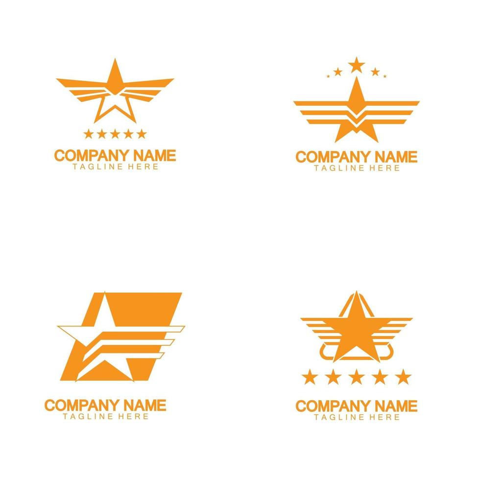stjärna med wing logo ikon vektor illustration designmall