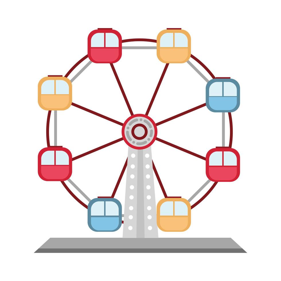 Vergnügungspark Riesenrad Karneval isoliertes Design vektor